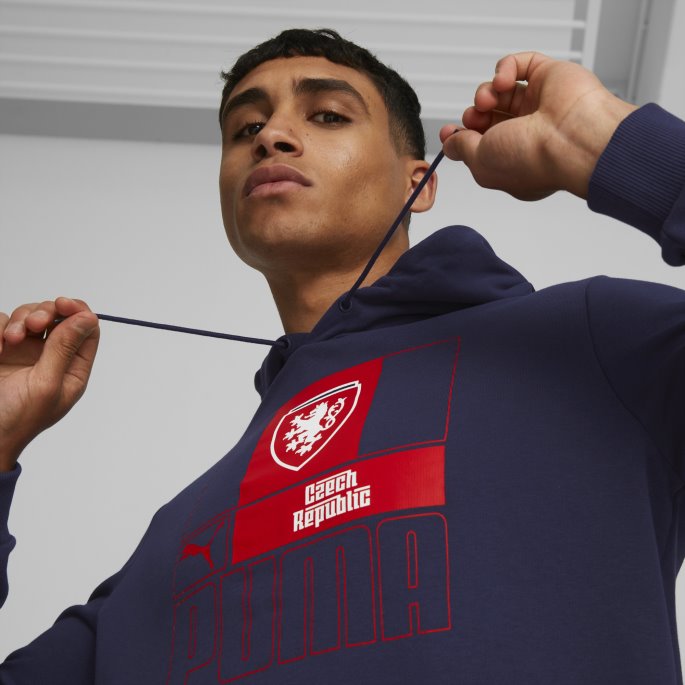 Peacoat Puma På Salg Tsjekkia Fotball Ftblcore Hettegenser Menn
