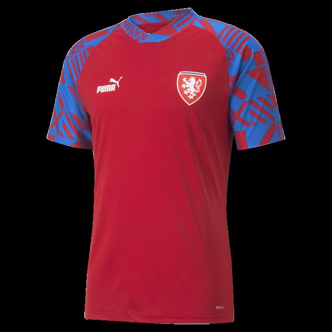 Puma På Salg Tsjekkia Fotball Førkampstrøye Menn Chili Pepper-elektrisk Blå