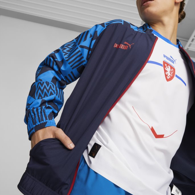 Tsjekkia Fotball Førkampsjakke Menn Puma På Salg Peacoat-elektrisk Blå Limonade