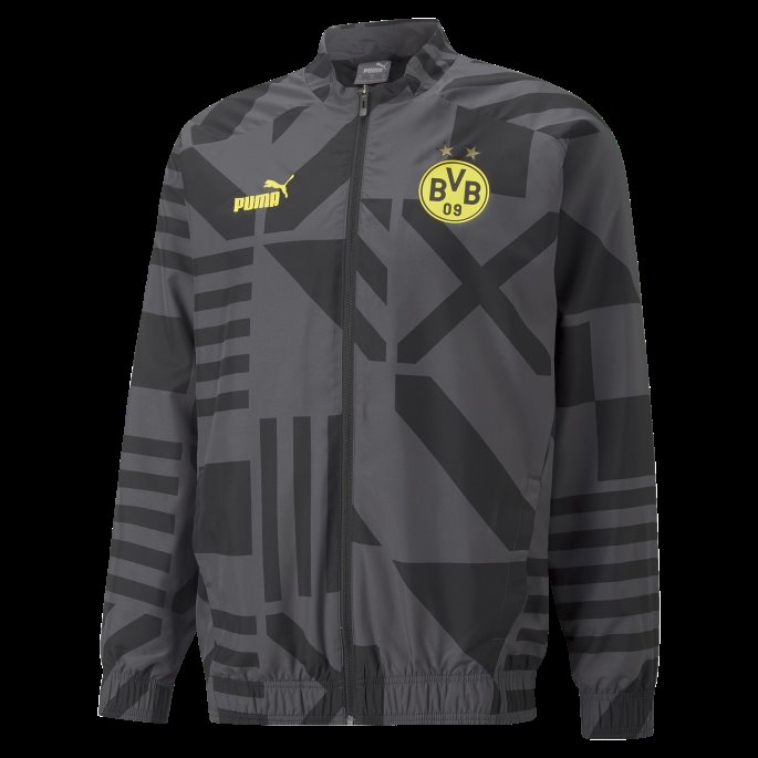 Borussia Dortmund Fotball Førkampsjakke Menn Puma På Tilbud Svart-asfalt