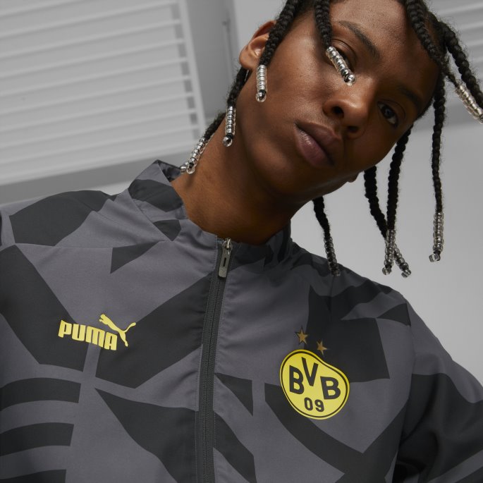 Svart-asfalt Puma På Tilbud Borussia Dortmund Fotball Herre Førkampsjakke