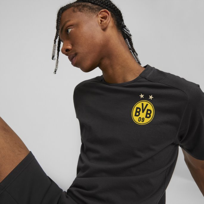 Borussia Dortmund Fotball Casuals Tee Menn Puma På Tilbud Svart