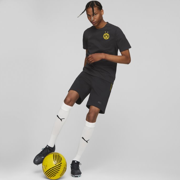Svart Puma På Tilbud Borussia Dortmund Fotball Casuals Shorts Herre