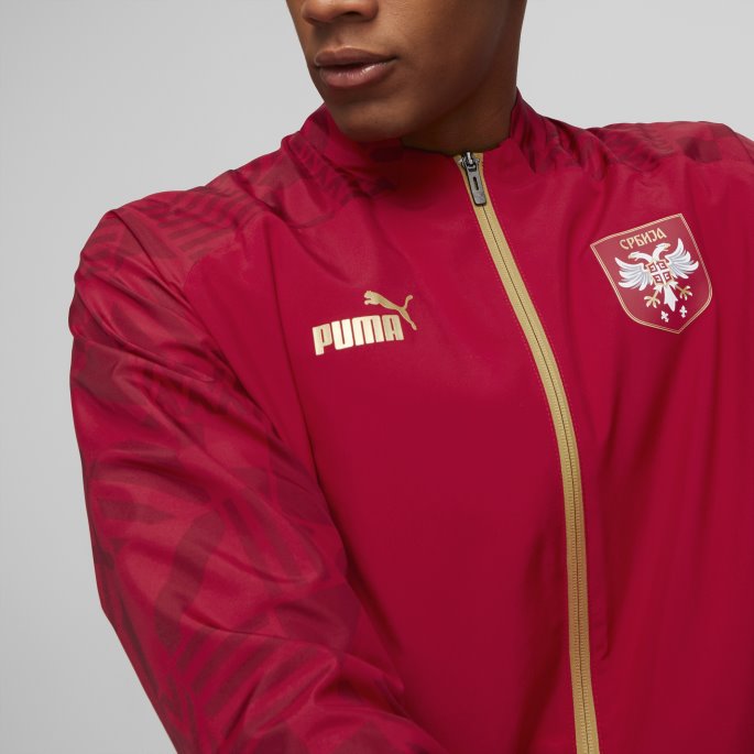 Chili Pepper-seier Gull Puma På Salg Serbia Fotball Førkampsjakke Herre