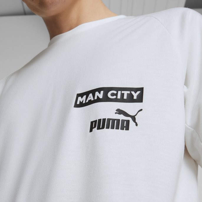 Hvit-svart Manchester City F.c. Casuals Fotball T-skjorte Menn Puma På Salg