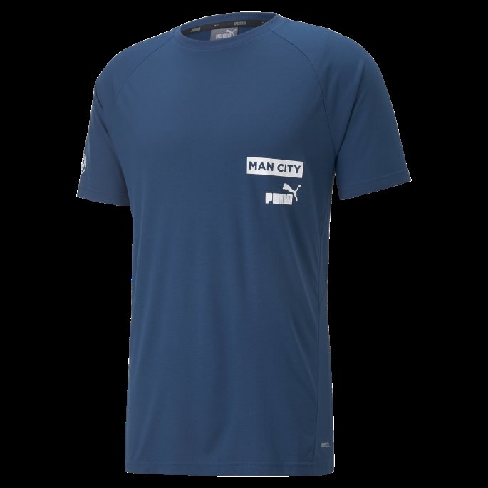 Puma På Salg Seiling Blå-hvit Manchester City F.c. Casuals Fotball Tee Menn
