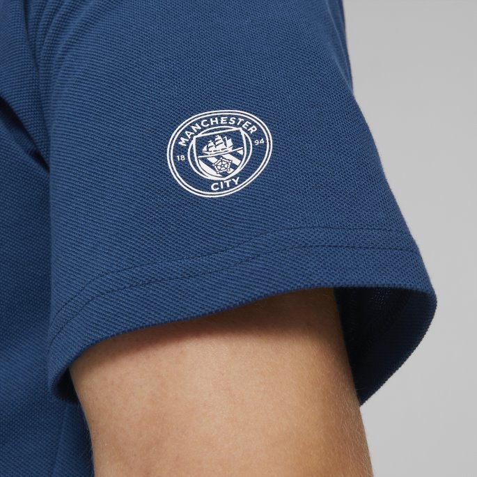 Puma På Salg Seiling Blå-hvit Manchester City F.c. Casuals Fotball Polo Menn