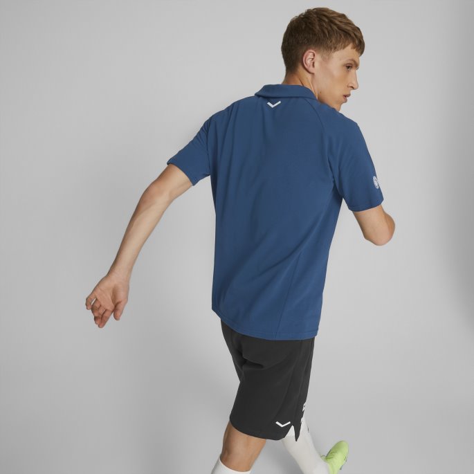 Puma På Salg Seiling Blå-hvit Manchester City F.c. Casuals Fotball Polo Menn