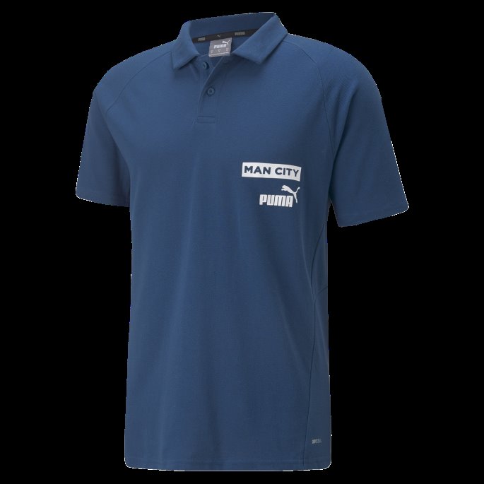 Puma På Salg Seiling Blå-hvit Manchester City F.c. Casuals Fotball Polo Menn