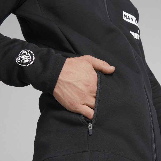 Bomull Svart-hvit Manchester City F.c. Fotball Casuals Hettejakke Menn Puma På Salg