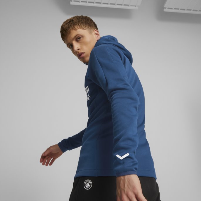 Puma På Salg Manchester City F.c. Fotball Casuals Hettejakke Menn Som Seiler Blå-hvit