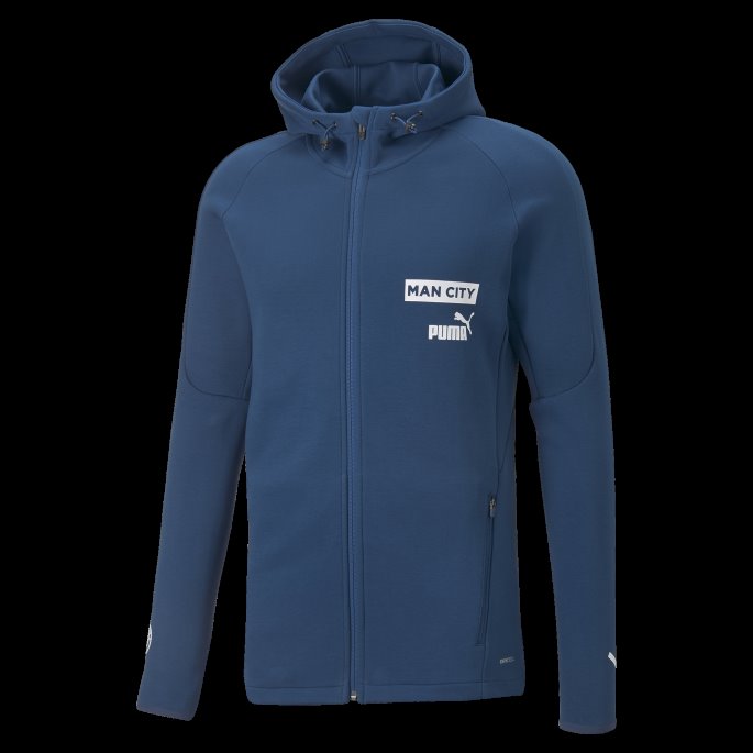 Puma På Salg Manchester City F.c. Fotball Casuals Hettejakke Menn Som Seiler Blå-hvit