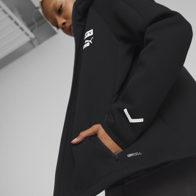 Bomull Svart-hvit Manchester City F.c. Fotball Casuals Hettejakke Kvinner Puma På Salg