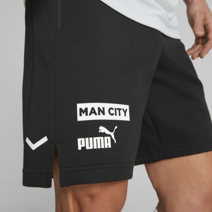 Puma På Tilbud Bomull Svart-hvit Manchester City F.c. Fotball Casuals Shorts Menn