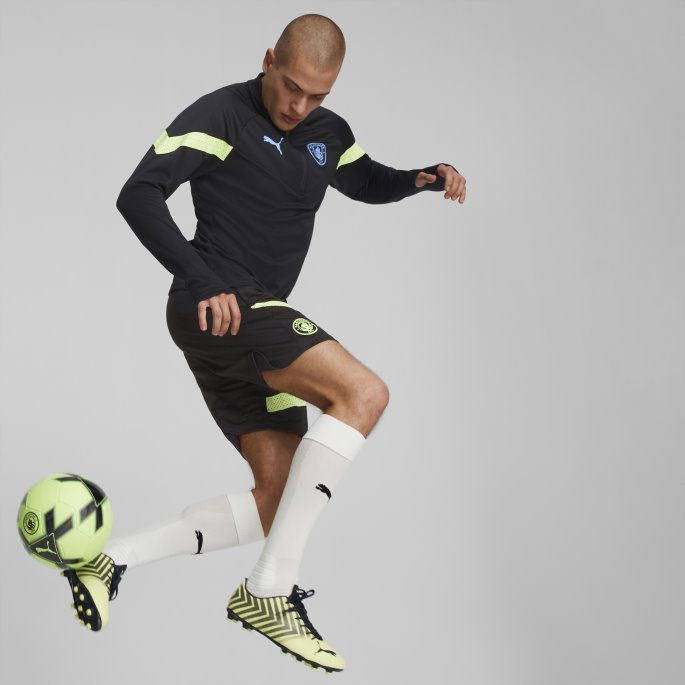 Puma På Salg Manchester City F.c. Fotball Kvart Glidelås Trening Topp Menn Svart-fizzy Light