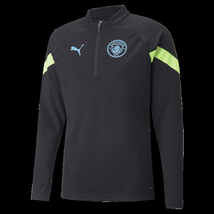 Puma På Salg Manchester City F.c. Fotball Kvart Glidelås Trening Topp Menn Svart-fizzy Light