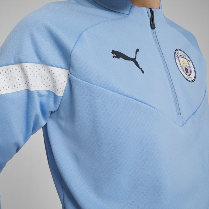 Puma På Salg Team Lys Blå-hvit Manchester City F.c. Fotball Quarter-zip Trening Topp Menn