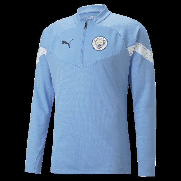 Puma På Salg Team Lys Blå-hvit Manchester City F.c. Fotball Quarter-zip Trening Topp Menn