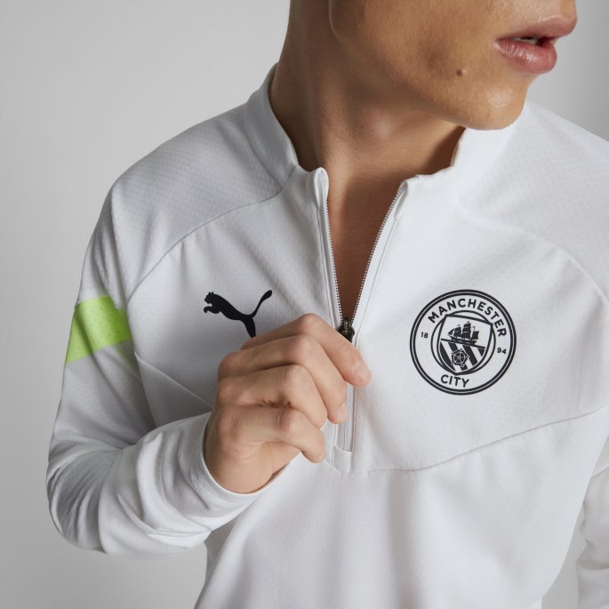 Hvitt Brusende Lys Manchester City F.c. Fotball Quarter-zip Trening Topp Menn Puma På Salg