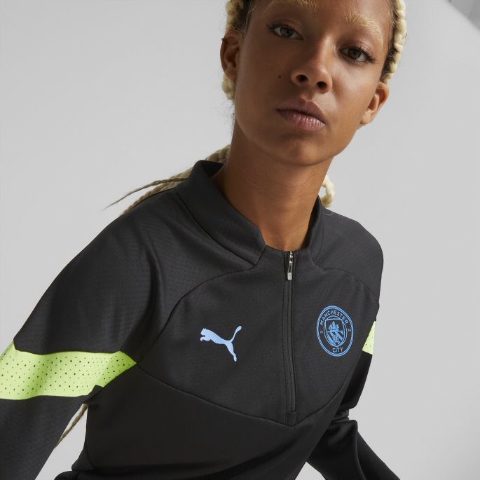 Manchester City F.c. Fotball Quarter-zip Trening Topp Kvinner Puma På Tilbud Black-fizzy Light