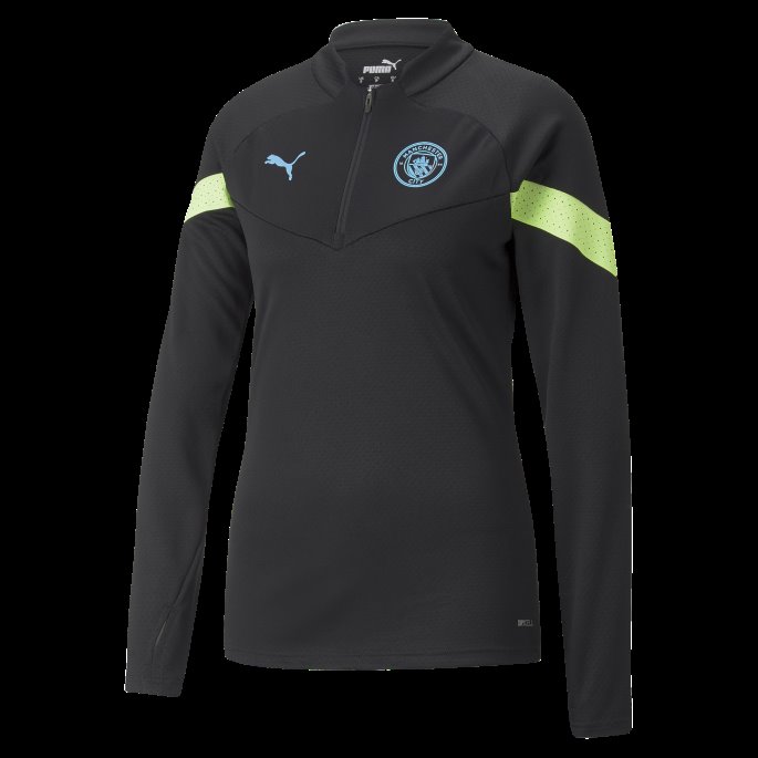 Manchester City F.c. Fotball Quarter-zip Trening Topp Kvinner Puma På Tilbud Black-fizzy Light