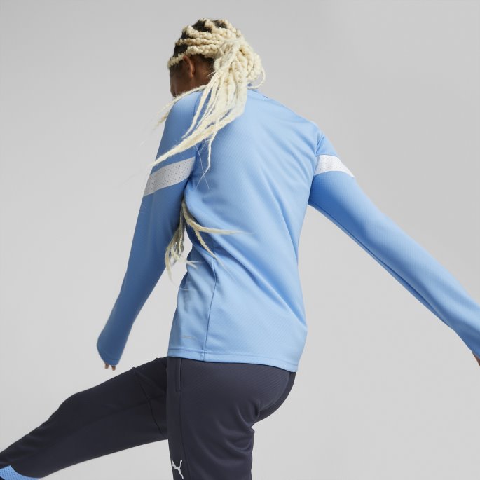 Puma På Salg Team Lys Blå-hvit Manchester City F.c. Fotball Quarter-zip Trening Topp Kvinner
