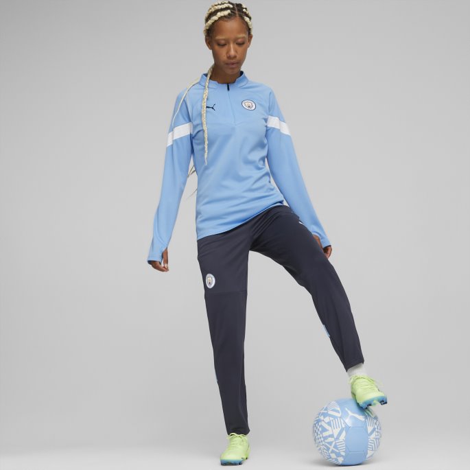 Puma På Salg Team Lys Blå-hvit Manchester City F.c. Fotball Quarter-zip Trening Topp Kvinner