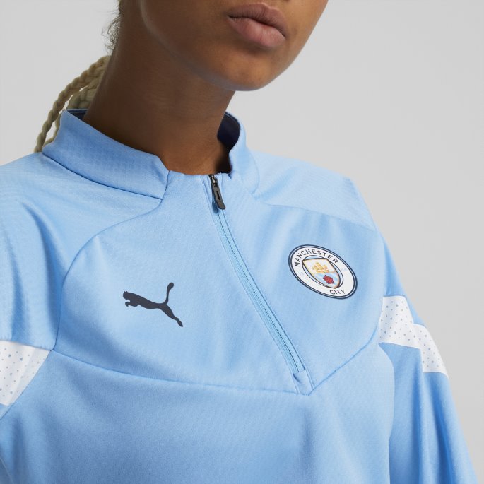 Puma På Salg Team Lys Blå-hvit Manchester City F.c. Fotball Quarter-zip Trening Topp Kvinner