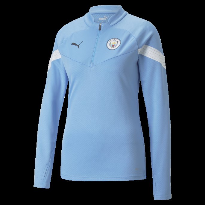 Puma På Salg Team Lys Blå-hvit Manchester City F.c. Fotball Quarter-zip Trening Topp Kvinner