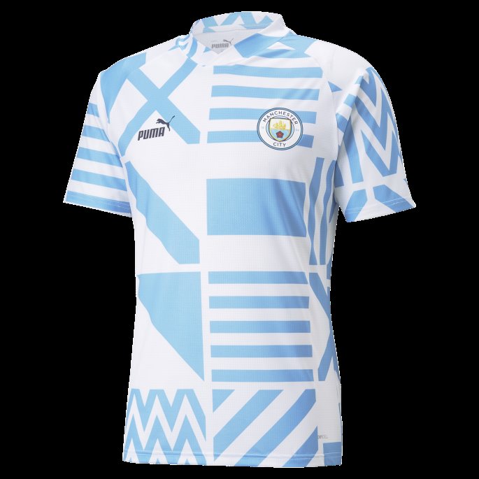 Manchester City F.c. Fotball Førkampstrøye Menn Hvit-lag Lyseblå Puma På Salg
