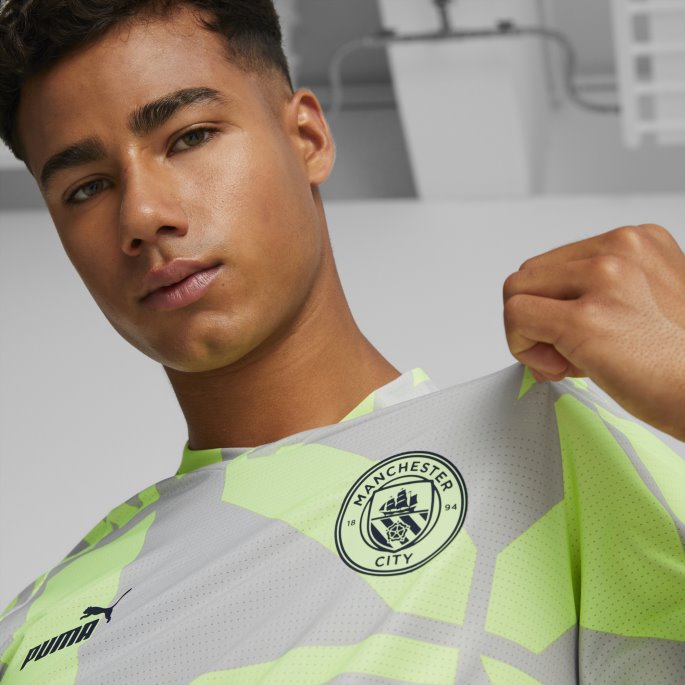 Manchester City F.c. Fotball Førkamptrøye Menn Puma På Tilbud Grå Fiolett-gassende Lys