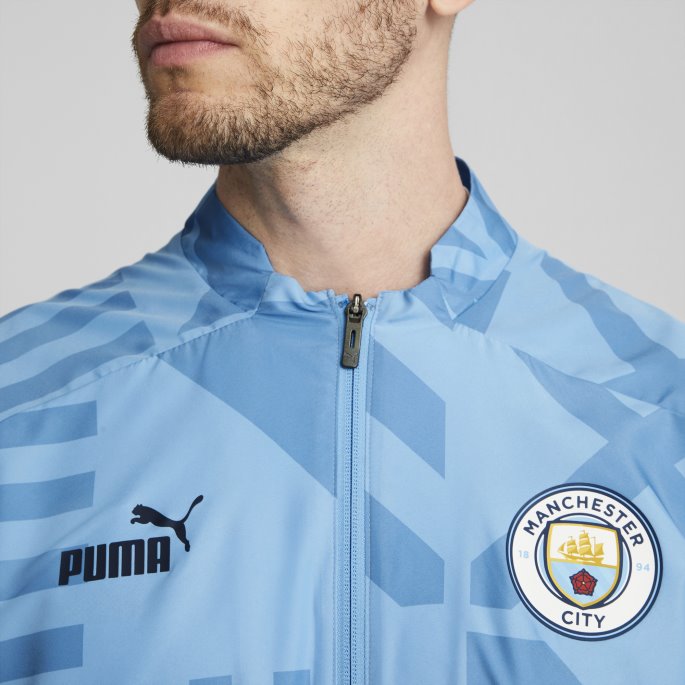 Puma På Salg Manchester City F.c. Prematch Fotballjakke Herrelag Lys Blå-peacoat