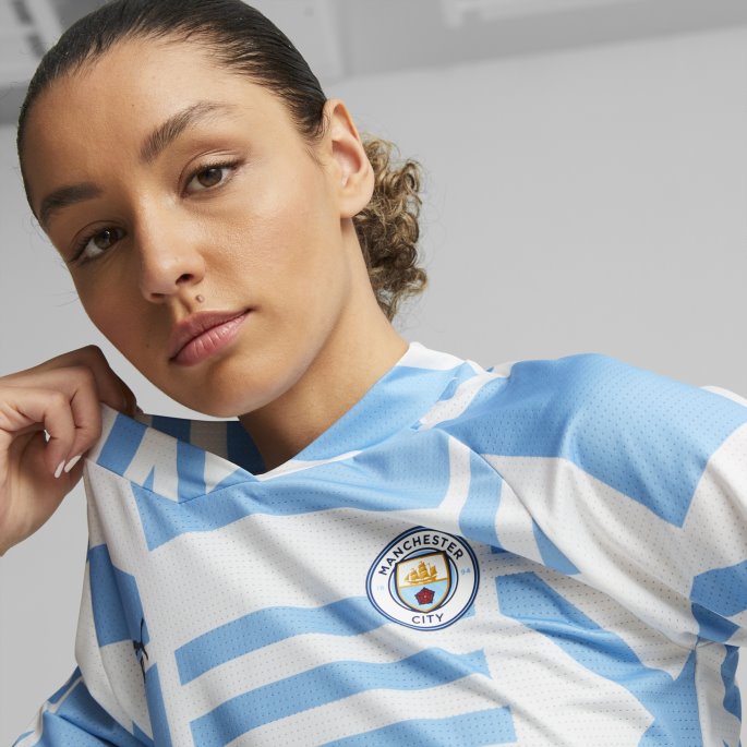 Puma På Salg White-team Lyseblå Manchester City F.c. Fotball Førkamptrøye Kvinner