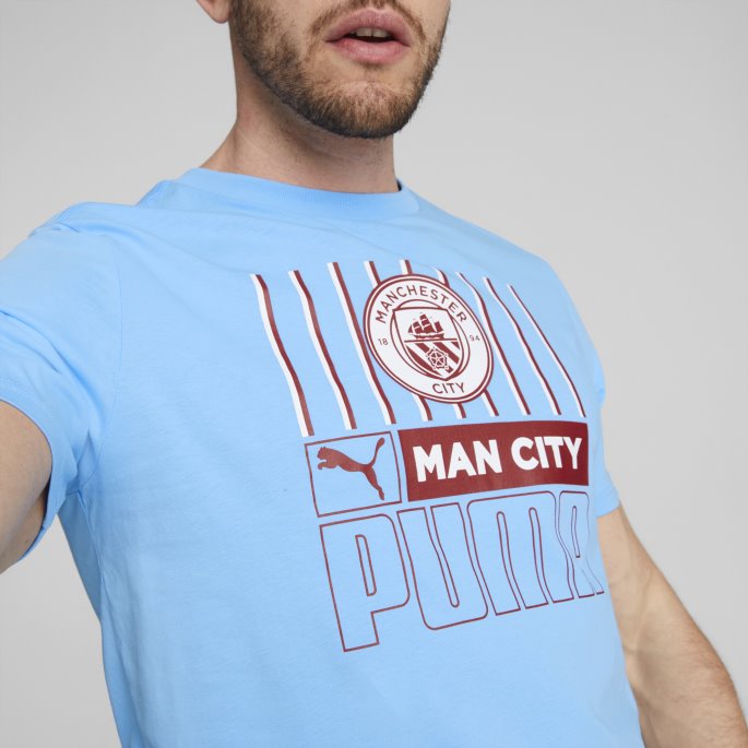 Lag Lys Blå-intens Rød Manchester City F.c. Fotball Ftblcore Tee Menn Puma På Salg