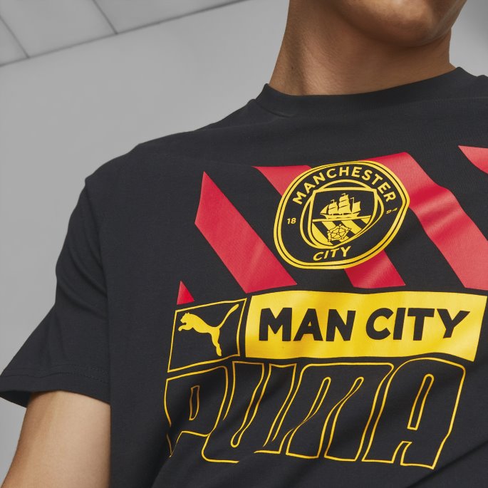 Manchester City F.c. Fotball Ftblcore Tee Menn Svart-tango Rød Puma På Salg