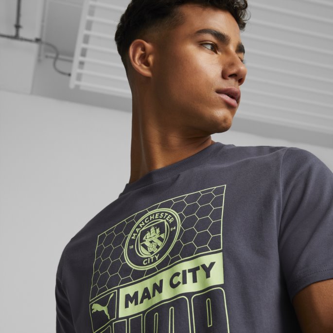 Puma På Salg Manchester City F.c. Fotball Ftblcore Tee Menn Parisisk Natt-fizzy Light