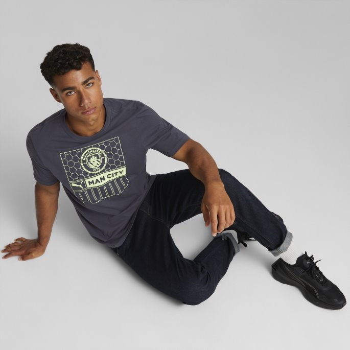 Puma På Salg Manchester City F.c. Fotball Ftblcore Tee Menn Parisisk Natt-fizzy Light