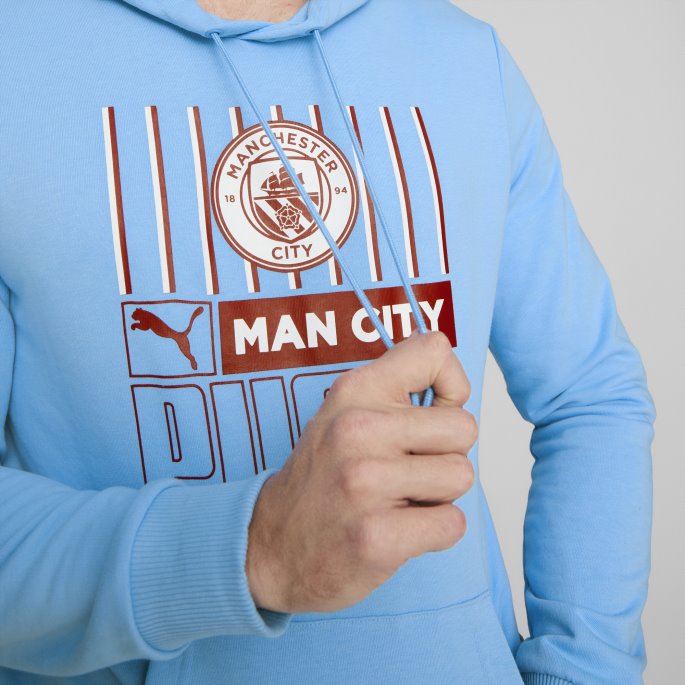 Puma På Salg Manchester City F.c. Fotball Ftblcore Hettegenser For Menn Lyseblå-intens Rød