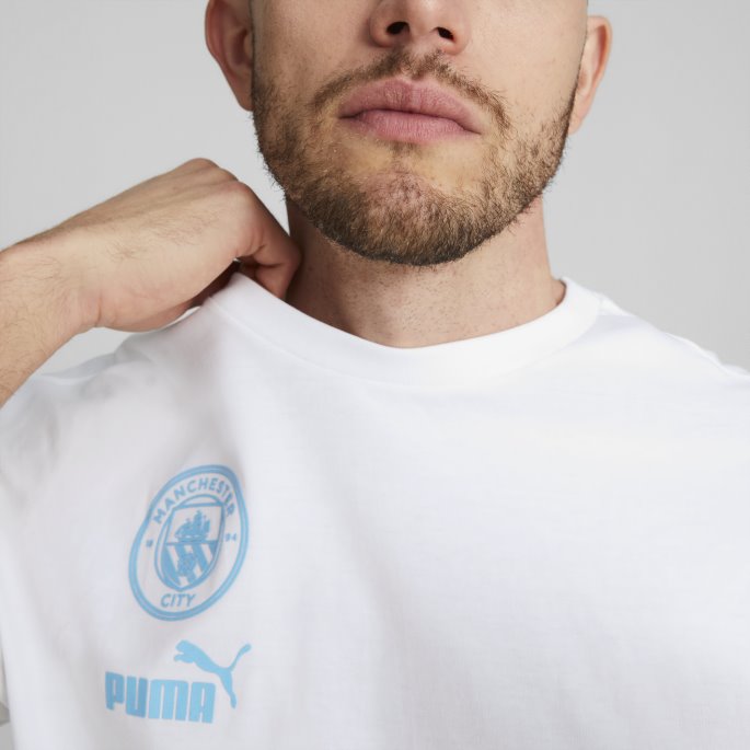 White-team Lyseblå Puma På Salg Manchester City F.c. Ftblculture Tee Menn