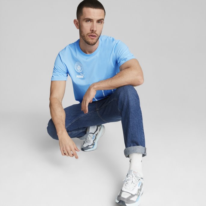 Team Lys Blå-hvit Puma På Salg Manchester City F.c. Ftblculture Tee Menn