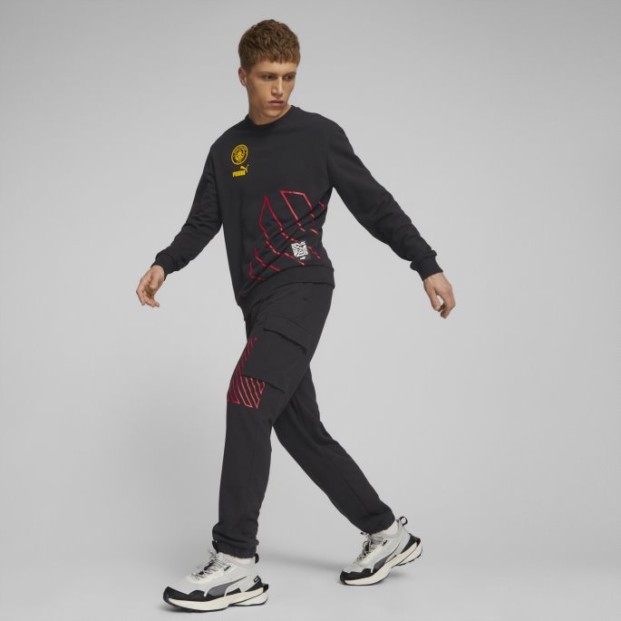Svart-tango Rød Manchester City F.c. Ftblculture Crewneck Genser Menn Puma På Salg