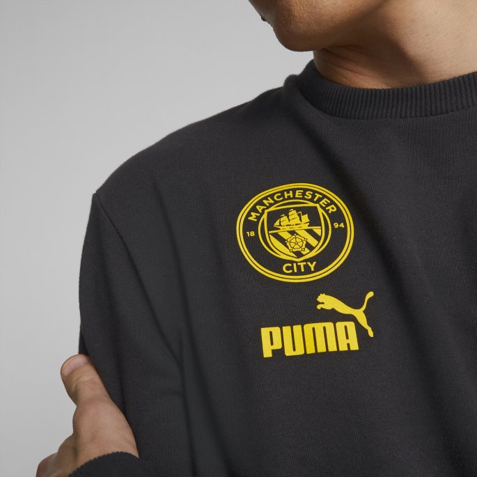 Svart-tango Rød Manchester City F.c. Ftblculture Crewneck Genser Menn Puma På Salg