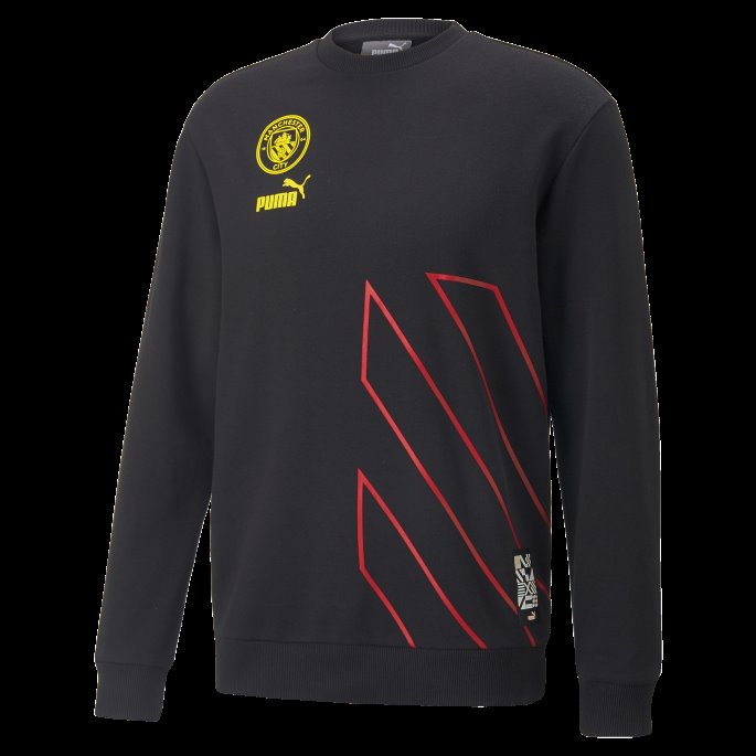 Svart-tango Rød Manchester City F.c. Ftblculture Crewneck Genser Menn Puma På Salg