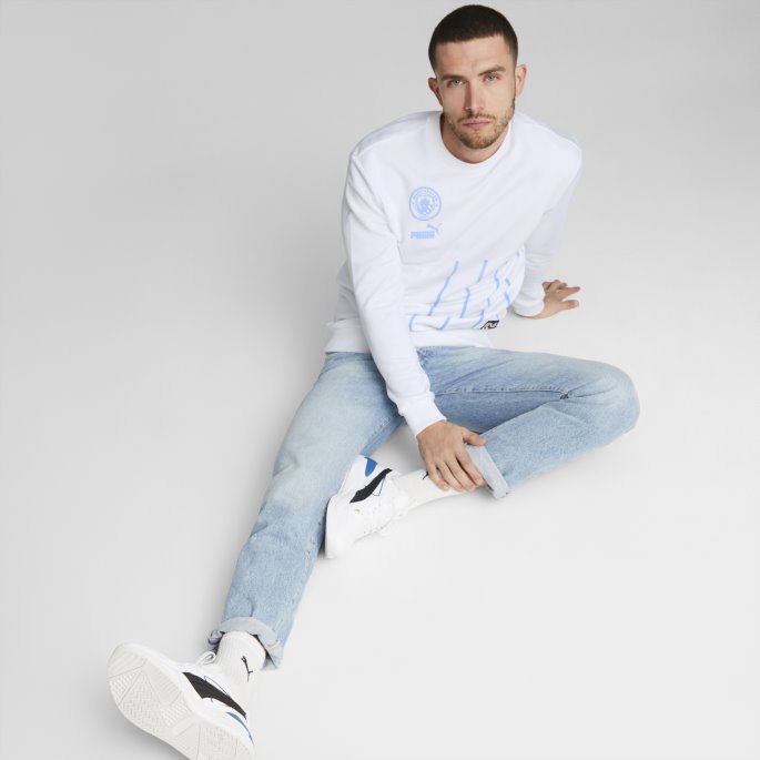 Manchester City F.c. Ftblculture Crewneck Genser Menn White-team Lys Blå Puma På Salg