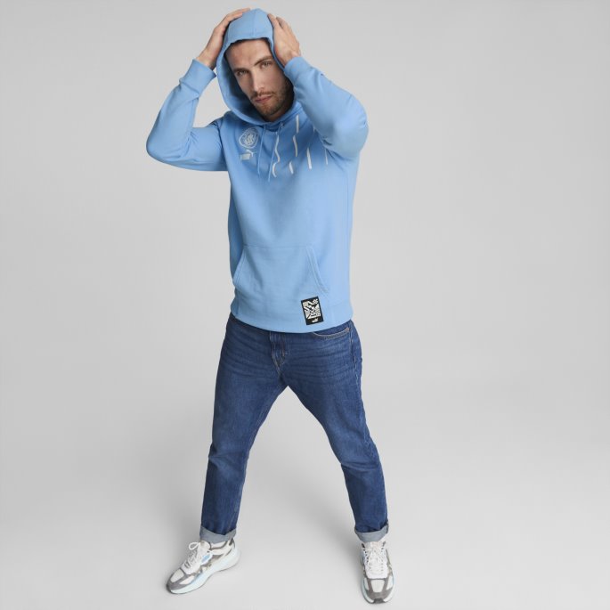 Puma På Salg Team Lys Blå-hvit Manchester City F.c. Ftblculture Hettegenser Menn