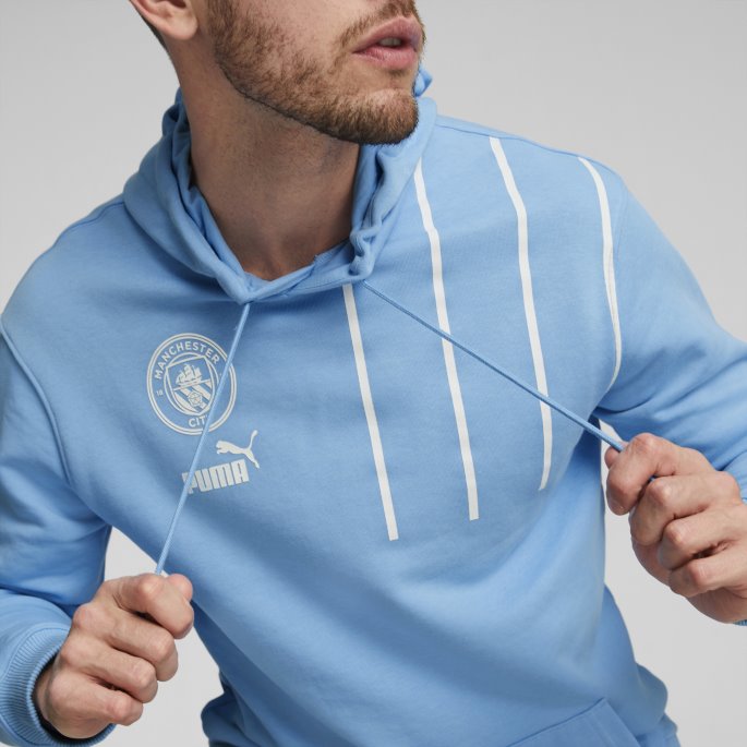 Puma På Salg Team Lys Blå-hvit Manchester City F.c. Ftblculture Hettegenser Menn