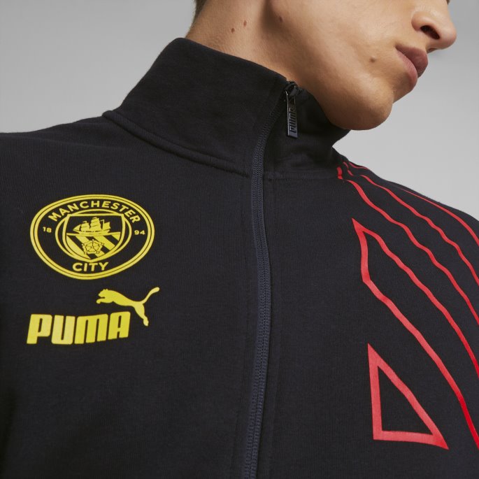 Manchester City F.c. Ftblculture Treningsjakke Herre Svart-tango Rød Puma På Salg