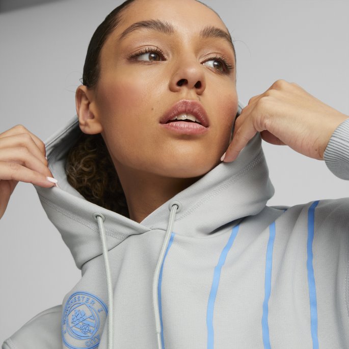 Manchester City F.c. Ftblculture Hettegenser Kvinner Grå Fiolett-team Lys Blå Puma På Salg