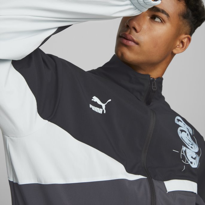 Manchester City F.c. Ftblstatement Vevd Jakke Menn Puma På Tilbud Svart-asfalt