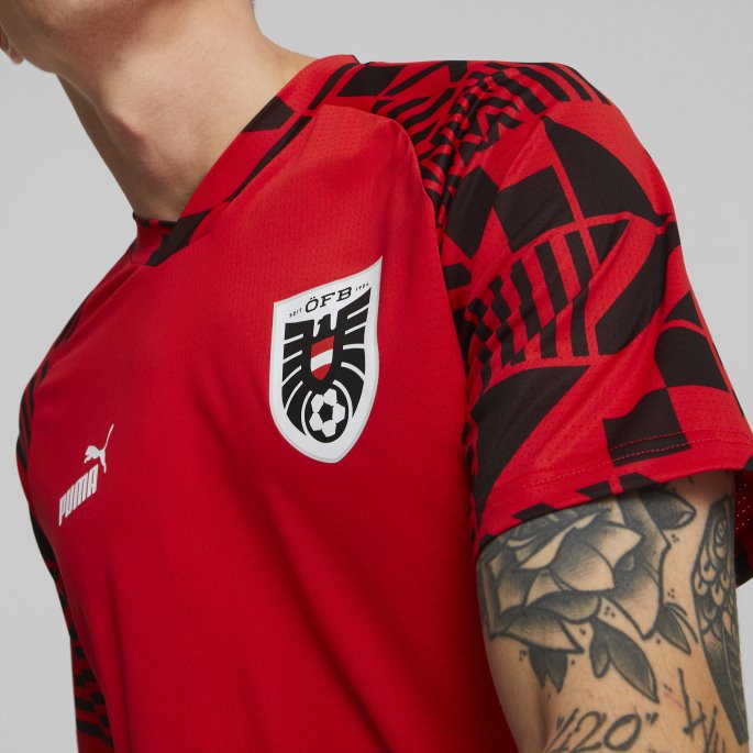 Rød-svart Austria Fotball Prematch Jersey Herre Puma På Salg
